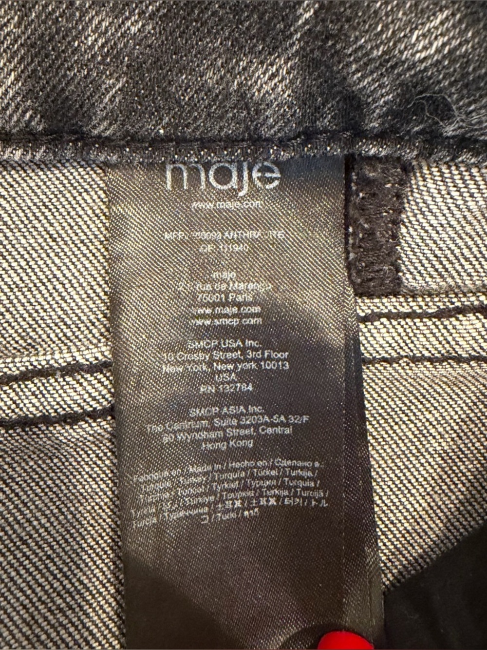 Maje Pierre High-Rise Acid Wash Straight Leg Jeans - Anthracite Grey - Picture 6 of 6